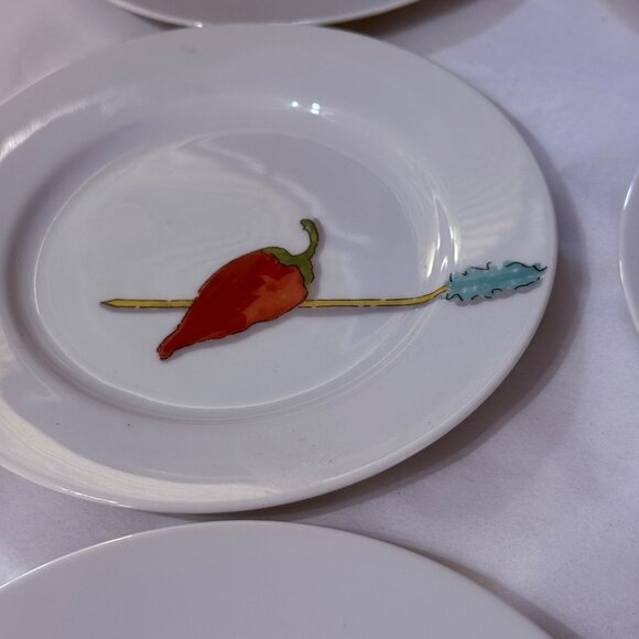 Nancy Green for Crate & Barrel Tidbits Appetizer Plates set of 6 6.5 inch snacks - Picture 3 of 9